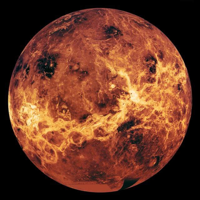 Globale Sicht der Venus zusammengesetzt aus den Daten verschiedener Sonden